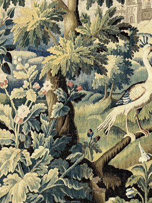 Lot 1122 - A LARGE AND IMPRESSIVE 18TH CENTURY FRENCH VERDURE TAPESTRY