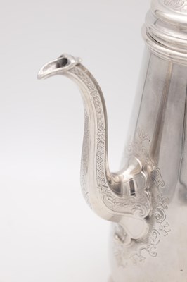 Lot 24 - A GEORGE II ENGLISH SILVER COFFEE POT