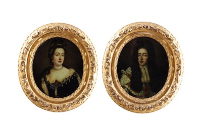 Lot 867 - A PAIR OF 18TH CENTURY REVERSE PAINTED ON GLASS PORTRAITS