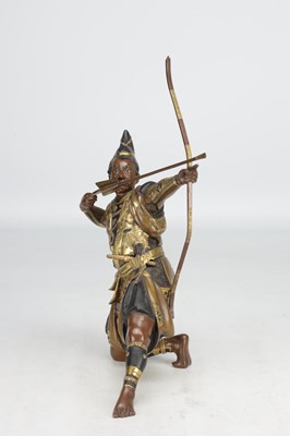 Lot 787 - A FINE LATE 19TH CENTURY JAPANESE MEIJI PERIOD BRONZE AND MIXED METAL SAMURAI ARCHER