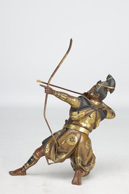 Lot 787 - A FINE LATE 19TH CENTURY JAPANESE MEIJI PERIOD BRONZE AND MIXED METAL SAMURAI ARCHER