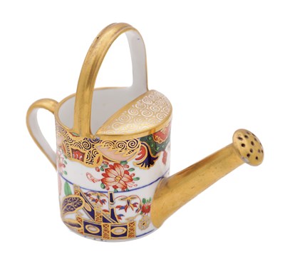 Lot 664 - A 19TH CENTURY SPODE PORCELAIN MINIATURE WATERING CAN IN THE IMARI PALETTE