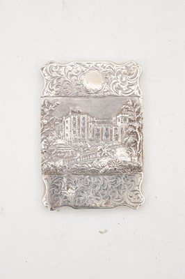 Lot 79 - A VICTORIAN ENGLISH SILVER CARD CASE WITH CASTLE VIEW
