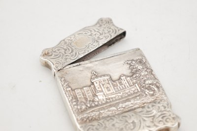 Lot 79 - A VICTORIAN ENGLISH SILVER CARD CASE WITH CASTLE VIEW