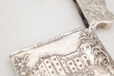 Lot 79 - A VICTORIAN ENGLISH SILVER CARD CASE WITH CASTLE VIEW