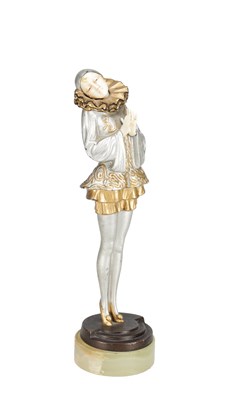 Lot 1071 - PAUL PHILIPPE AN ART DECO COLD PAINTED BRONZE AND IVORY FIGURE ON ONYX BASE