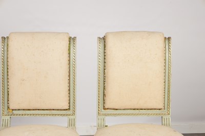 Lot 1586 - A LATE 19TH CENTURY FRENCH LOUIS XVI STYLE PAINTED WOOD SEAT SUITE