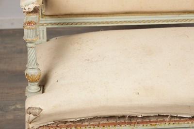 Lot 1586 - A LATE 19TH CENTURY FRENCH LOUIS XVI STYLE PAINTED WOOD SEAT SUITE