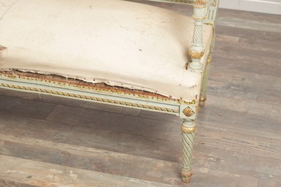 Lot 1586 - A LATE 19TH CENTURY FRENCH LOUIS XVI STYLE PAINTED WOOD SEAT SUITE