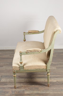 Lot 1586 - A LATE 19TH CENTURY FRENCH LOUIS XVI STYLE PAINTED WOOD SEAT SUITE