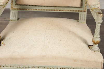 Lot 1586 - A LATE 19TH CENTURY FRENCH LOUIS XVI STYLE PAINTED WOOD SEAT SUITE