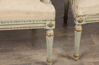 Lot 1586 - A LATE 19TH CENTURY FRENCH LOUIS XVI STYLE PAINTED WOOD SEAT SUITE