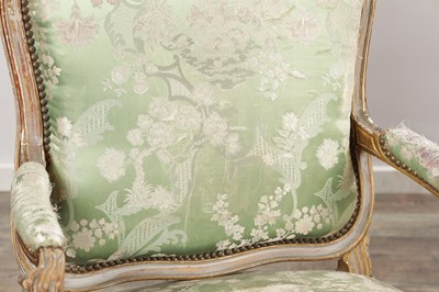 Lot 1577 - A SUITE OF FOUR LOUIS XV STYLE FRENCH CARVED AND PAINTED CHAIRS