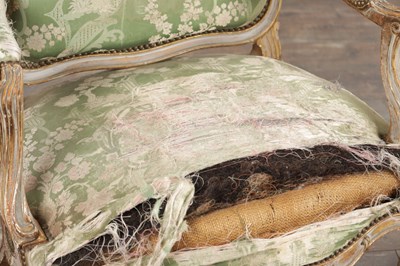 Lot 1577 - A SUITE OF FOUR LOUIS XV STYLE FRENCH CARVED AND PAINTED CHAIRS