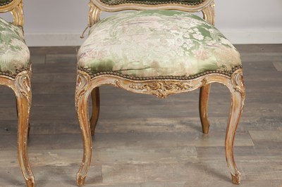 Lot 1577 - A SUITE OF FOUR LOUIS XV STYLE FRENCH CARVED AND PAINTED CHAIRS