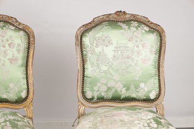 Lot 1577 - A SUITE OF FOUR LOUIS XV STYLE FRENCH CARVED AND PAINTED CHAIRS