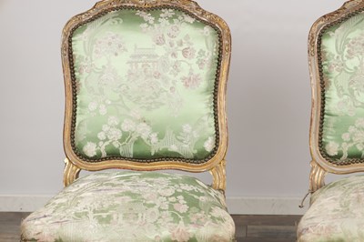 Lot 1577 - A SUITE OF FOUR LOUIS XV STYLE FRENCH CARVED AND PAINTED CHAIRS