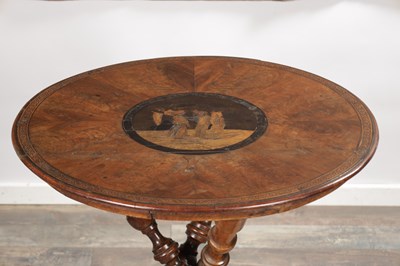 Lot 1500 - A 19TH CENTURY ITALIAN WALNUT AND MARQUETRY SORRENTO TABLE