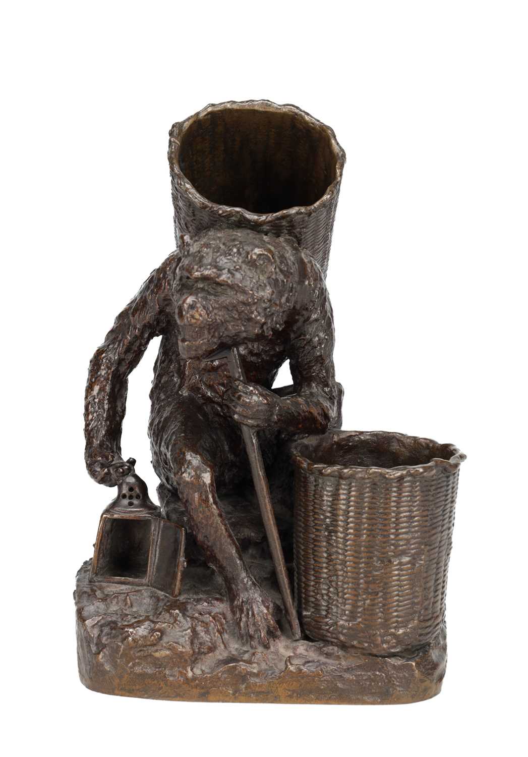 Lot 1003 - CHRISTOPHE FRATIN A 19TH CENTURY FRENCH PATINATED BRONZE 'SINGE A LA HOTTE'