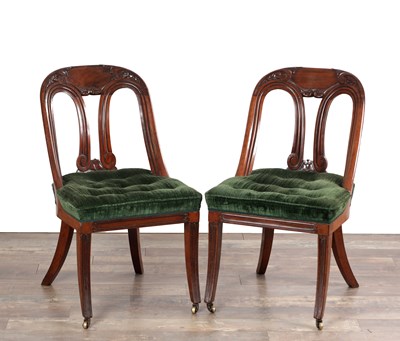 Lot 1644 - A PAIR OF REGENCY MAHOGANY LIBRARY CHAIRS