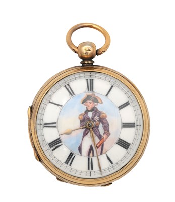 Lot 460 - A RARE EARLY 19TH CENTURY ENGLISH SILVER GILT OPEN FACED POCKET WATCH OF LORD NELSON INTEREST