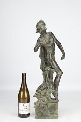 Lot 1046 - GILBERT WILLIAM BAYES A PATINATED BRONZE FIGURE THE GOOSE GIRL DATED 1942