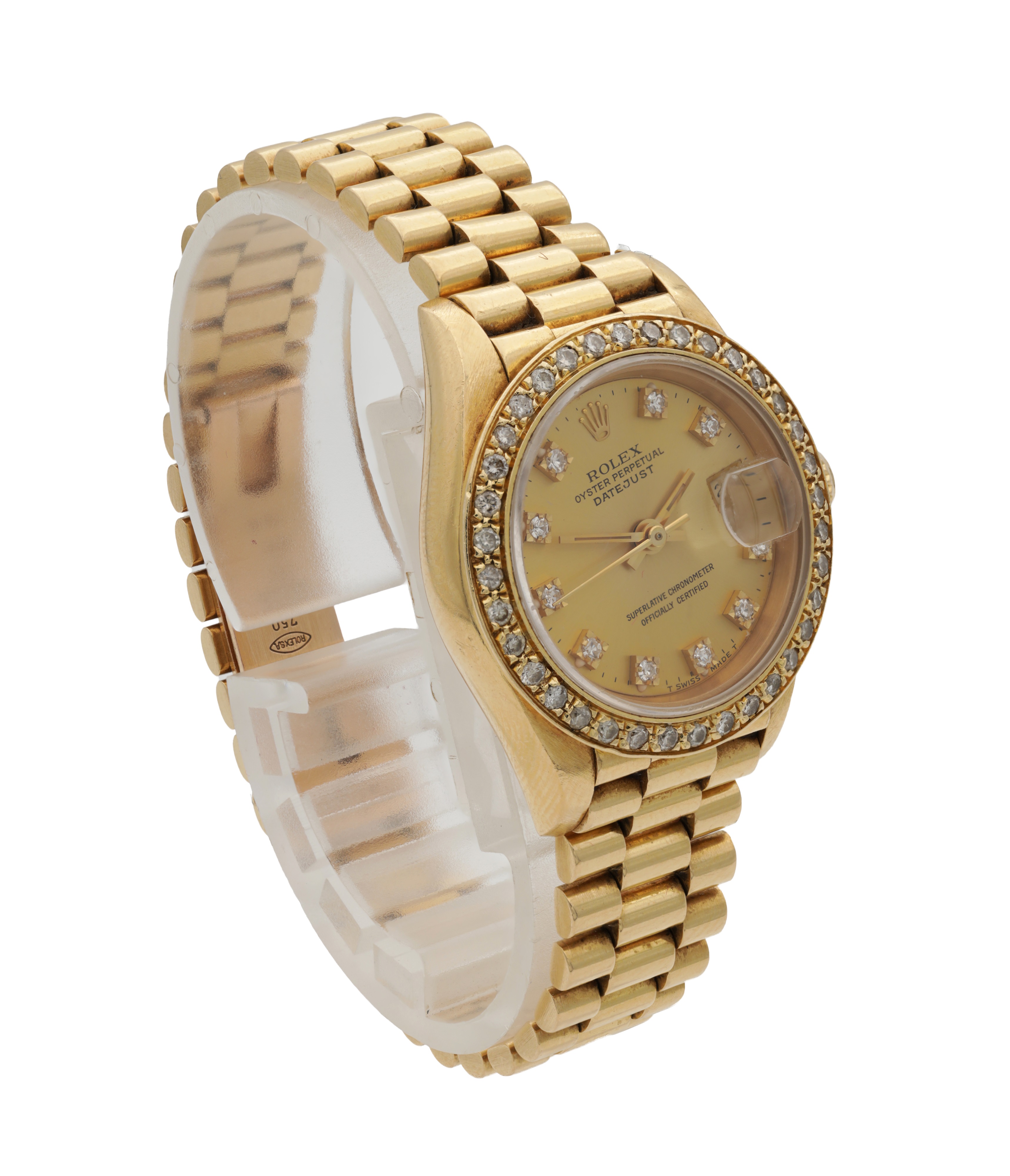Lot 502 - A LADIES ROLEX 18CT YELLOW GOLD AND DIAMOND