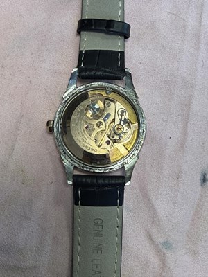 Lot 461 - A GENTLEMAN'S 1958 STEEL AND ROSE GOLD OMEGA CONSTELLATION PIE-PAN DIAL WRIST WATCH