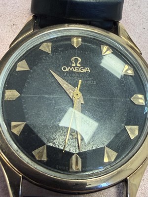 Lot 461 - A GENTLEMAN'S 1958 STEEL AND ROSE GOLD OMEGA CONSTELLATION PIE-PAN DIAL WRIST WATCH