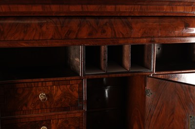 Lot 1492 - A WILLIAM AND MARY BURR WALNUT CROSS-BANDED ESCRITOIRE