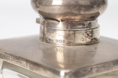 Lot 17 - A 1912 ENGLISH SILVER MOUNTED CUT GLASS INKWELL