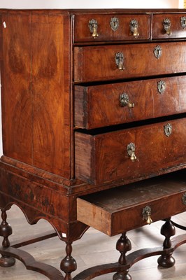 Lot 1564 - A WILLIAM AND MARY WALNUT AND HERRING-BANDED CHEST ON STAND