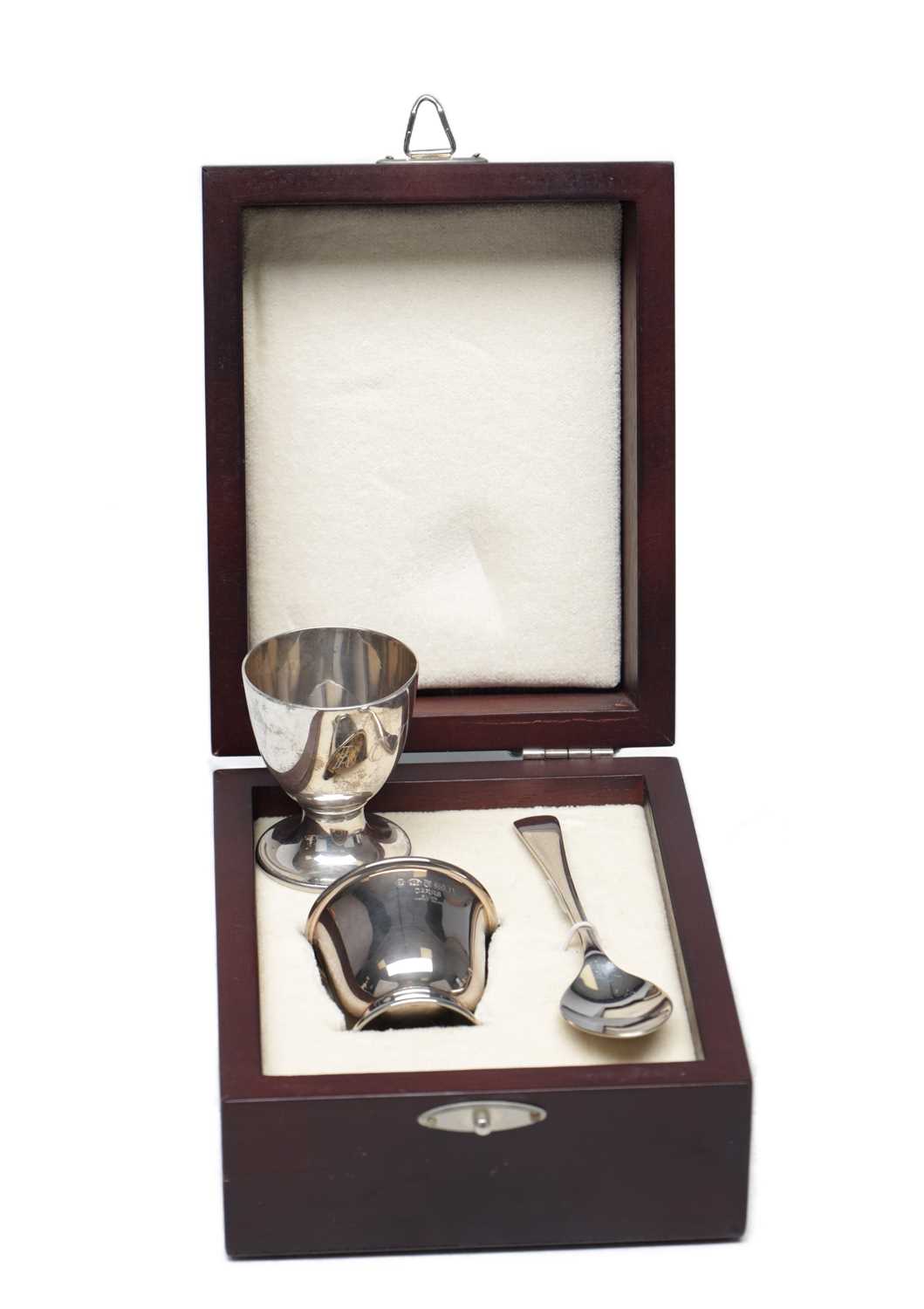 Lot 29 - TWO ENGLISH SILVER EGG CUPS AND A TEASPOON