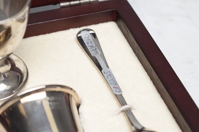 Lot 29 - TWO ENGLISH SILVER EGG CUPS AND A TEASPOON