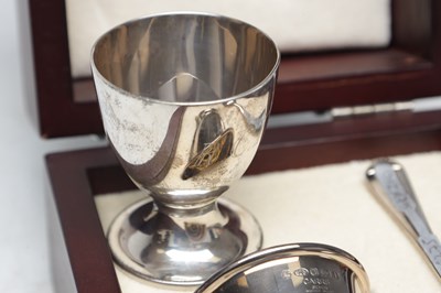 Lot 29 - TWO ENGLISH SILVER EGG CUPS AND A TEASPOON