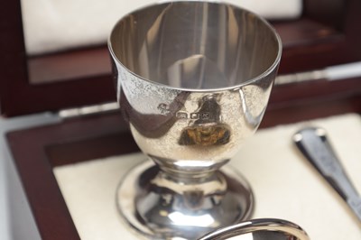 Lot 29 - TWO ENGLISH SILVER EGG CUPS AND A TEASPOON