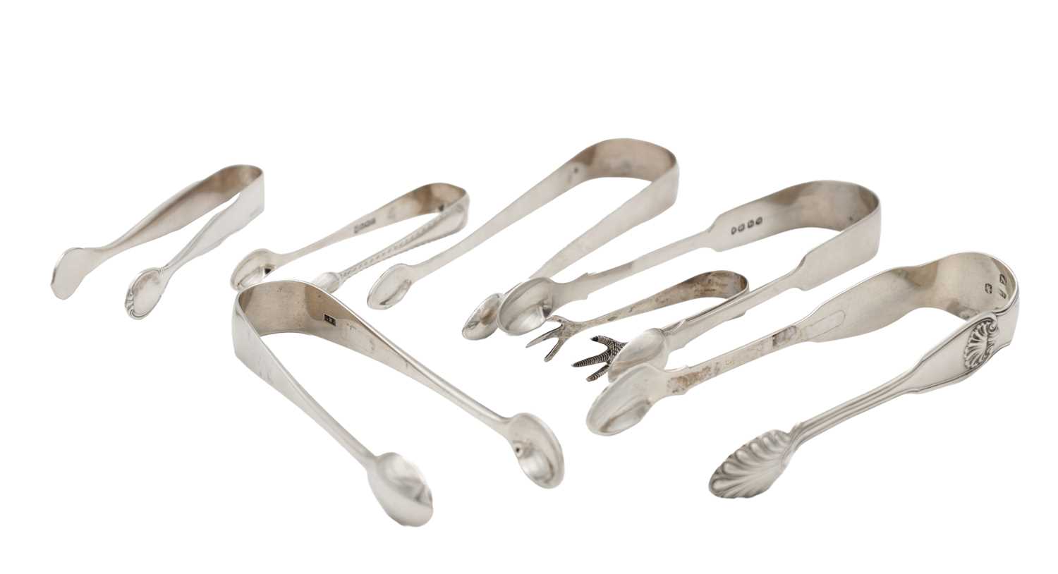 Lot 88 - A COLLECTION OF 19TH CENTURY ENGLISH AND SCOTTISH SILVER SUGAR TONGS