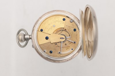 Lot 450 - DENT, LONDON. AN ENGLISH SILVER OPEN FACED KEYLESS WIND POCKET WATCH