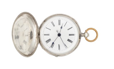 Lot 508 - A 19TH CENTURY SILVER CASED HUNTER POCKET WATCH WITH DUPLEX ESCAPEMENT