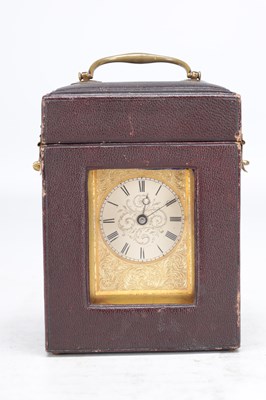 Lot 1330 - A FINE MID 19TH CENTURY ENGLISH GILT BRASS FUSEE CARRIAGE CLOCK TIMEPIECE
