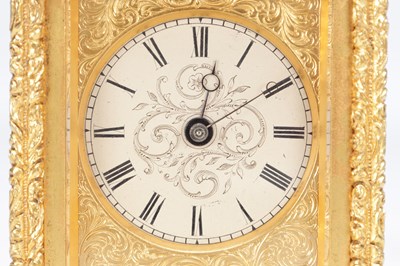 Lot 1330 - A FINE MID 19TH CENTURY ENGLISH GILT BRASS FUSEE CARRIAGE CLOCK TIMEPIECE