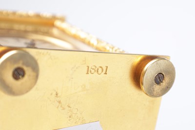 Lot 1330 - A FINE MID 19TH CENTURY ENGLISH GILT BRASS FUSEE CARRIAGE CLOCK TIMEPIECE