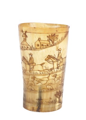 Lot 1095 - A LATE 19TH CENTURY STAGHORN CUP