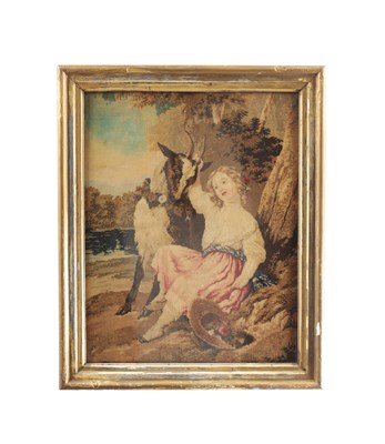 Lot 917 - A MID 19TH CENTURY WOOLWORK PICTURE