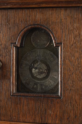Lot 1284 - JOHN VERNIER, LONDON. A RARE MINIATURE 18TH CENTURY OAK HOODED WALL CLOCK