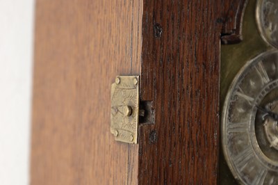 Lot 1284 - JOHN VERNIER, LONDON. A RARE MINIATURE 18TH CENTURY OAK HOODED WALL CLOCK