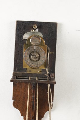 Lot 1284 - JOHN VERNIER, LONDON. A RARE MINIATURE 18TH CENTURY OAK HOODED WALL CLOCK