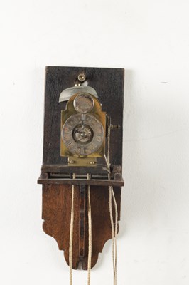 Lot 1284 - JOHN VERNIER, LONDON. A RARE MINIATURE 18TH CENTURY OAK HOODED WALL CLOCK