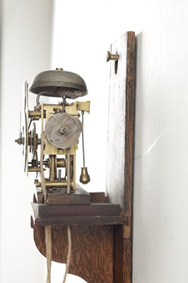 Lot 1284 - JOHN VERNIER, LONDON. A RARE MINIATURE 18TH CENTURY OAK HOODED WALL CLOCK
