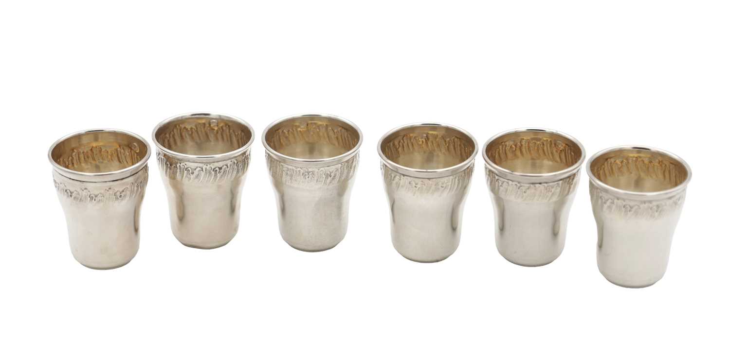 Lot 4 - A SET OF SIX FRENCH SILVER CUPS